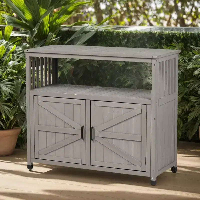 Mobile Contenitore con Banco da Lavoro, Credenza da Cucina con 2 Ante e 2 Ripiani, Mobile Basso per Soggiorno, Sala da Pranzo, Cucina