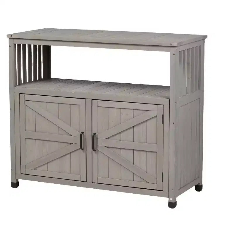 Mobile Contenitore con Banco da Lavoro, Credenza da Cucina con 2 Ante e 2 Ripiani, Mobile Basso per Soggiorno, Sala da Pranzo, Cucina