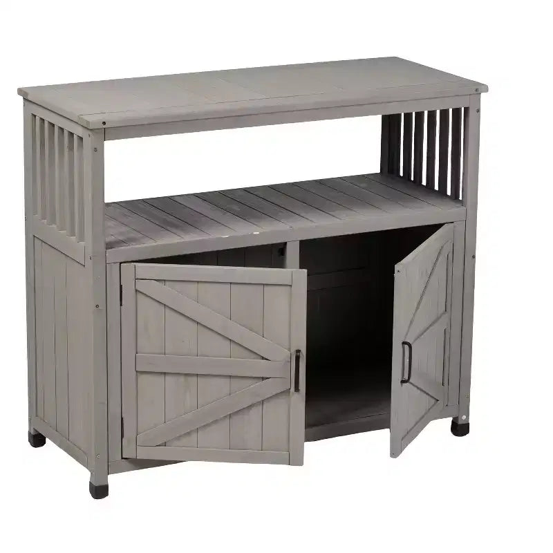 Mobile Contenitore con Banco da Lavoro, Credenza da Cucina con 2 Ante e 2 Ripiani, Mobile Basso per Soggiorno, Sala da Pranzo, Cucina