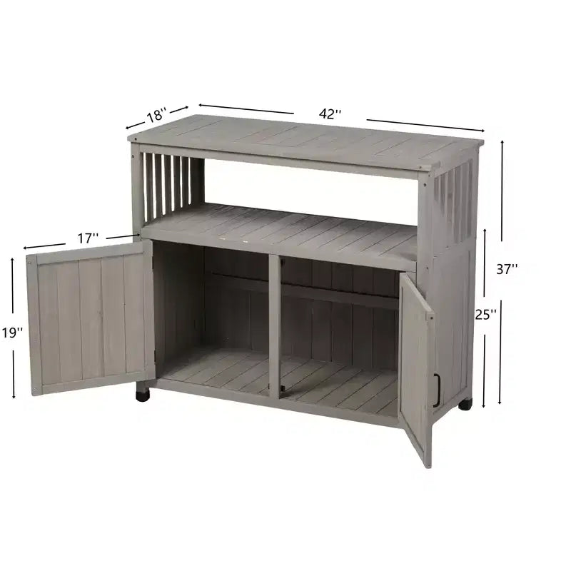 Mobile Contenitore con Banco da Lavoro, Credenza da Cucina con 2 Ante e 2 Ripiani, Mobile Basso per Soggiorno, Sala da Pranzo, Cucina