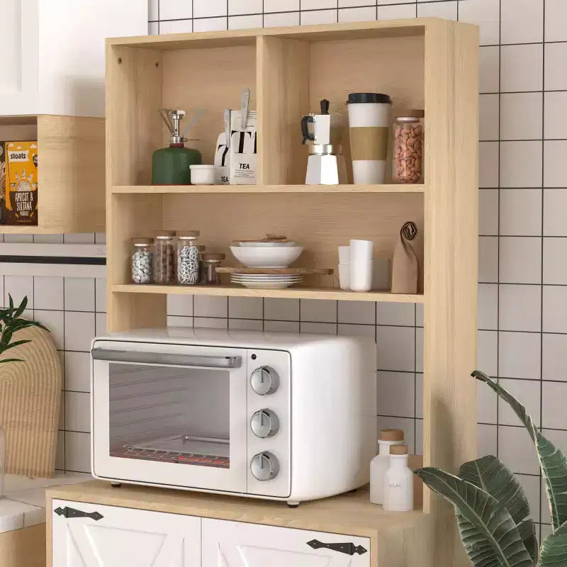 Madia in Legno con 4 Ante e 2 Cassetti, Mobile Contenitore per Soggiorno, Sala da Pranzo, Cucina