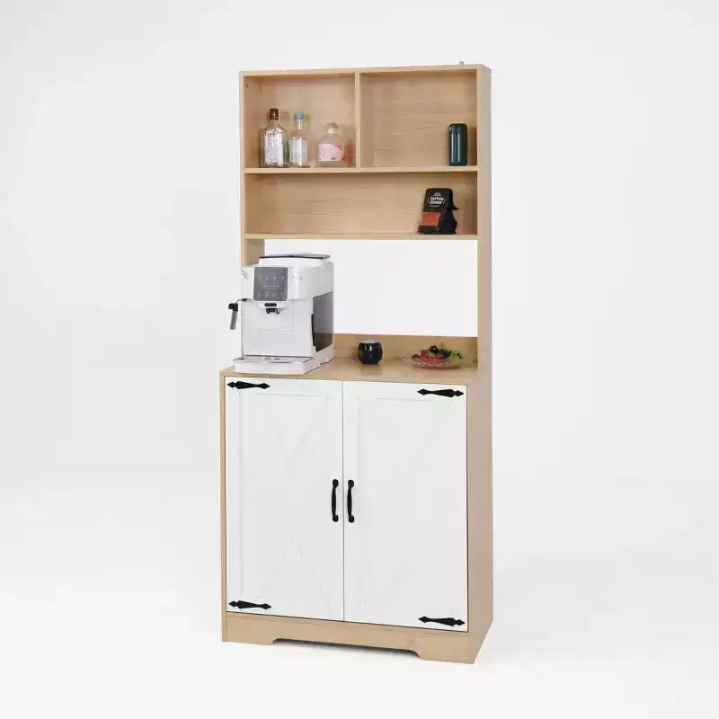 Madia in Legno con 4 Ante e 2 Cassetti, Mobile Contenitore per Soggiorno, Sala da Pranzo, Cucina