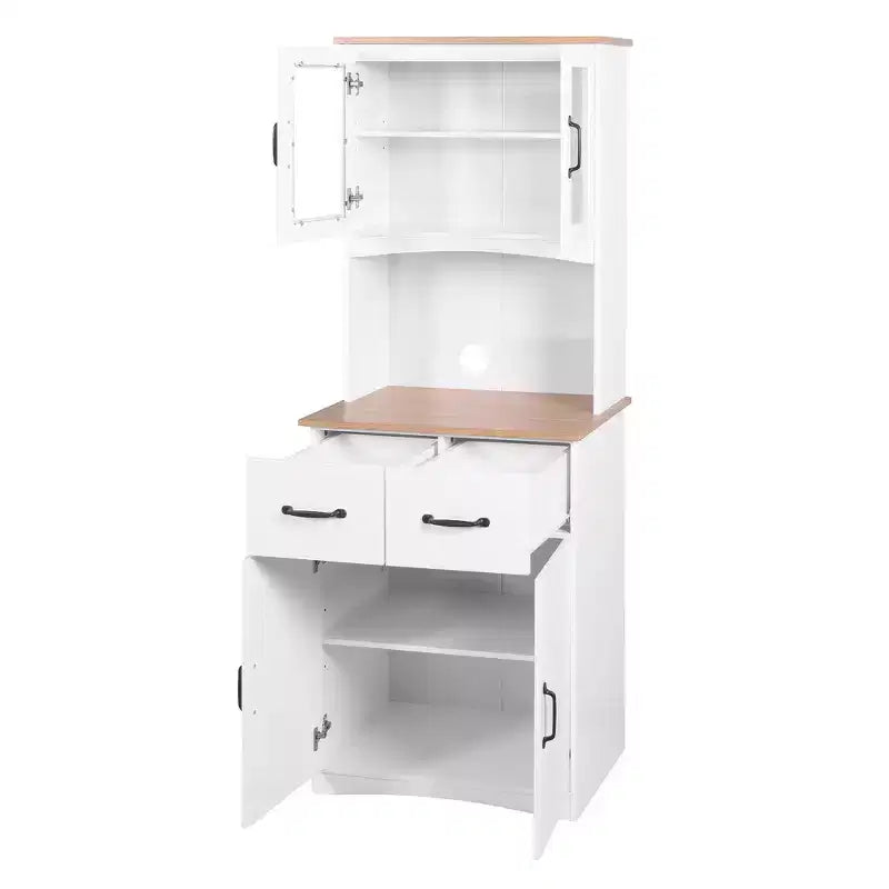 Madia in Legno con 4 Ante e 2 Cassetti, Mobile Contenitore per Soggiorno, Sala da Pranzo, Cucina
