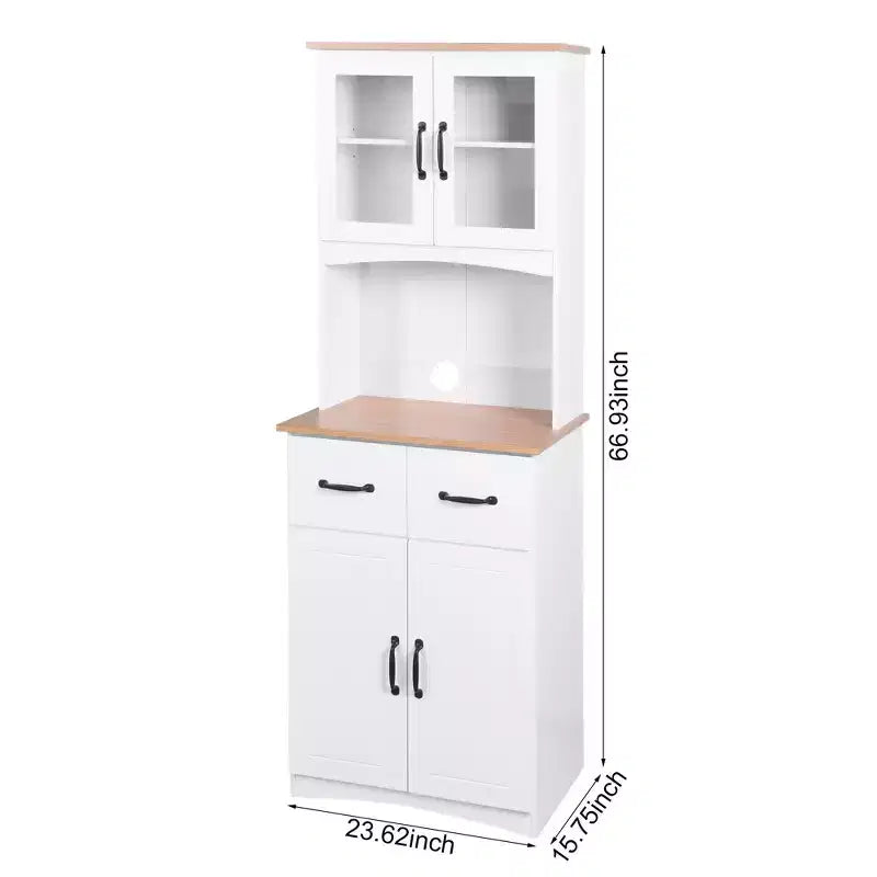 Madia in Legno con 4 Ante e 2 Cassetti, Mobile Contenitore per Soggiorno, Sala da Pranzo, Cucina