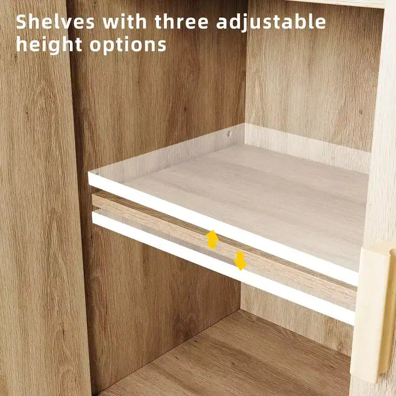 Credenza in Rattan con Doppie Ante, Mobile Contenitore Bohemien con Cassetti per Sala da Pranzo e Soggiorno