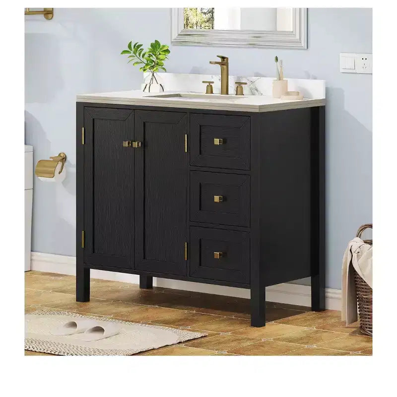 Mobile bagno da 90 cm con lavabo in ceramica e 2 ante 3 cassetti 2 ante