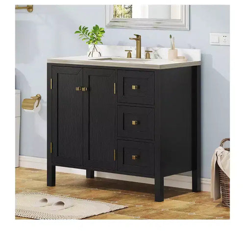 Mobile bagno da 90 cm con lavabo in ceramica e 2 ante 3 cassetti 2 ante