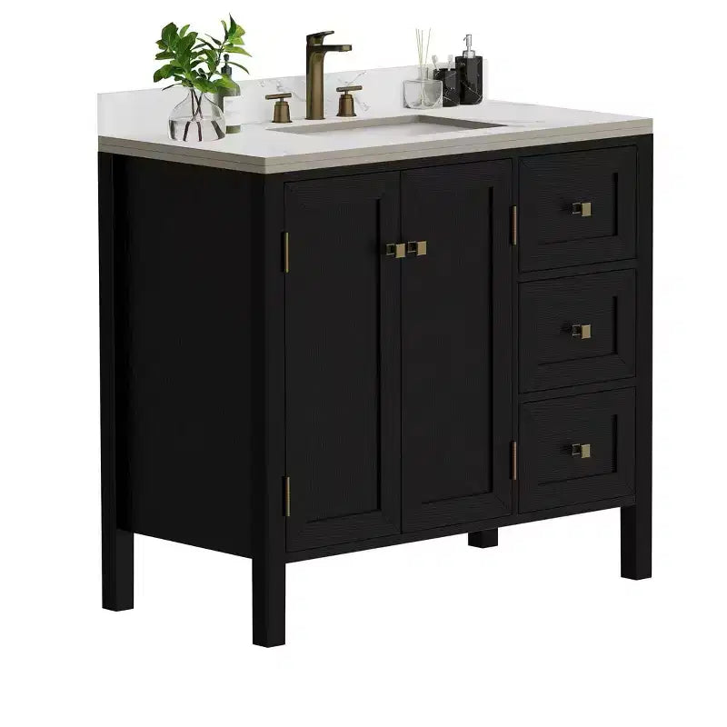 Mobile bagno da 90 cm con lavabo in ceramica e 2 ante 3 cassetti 2 ante