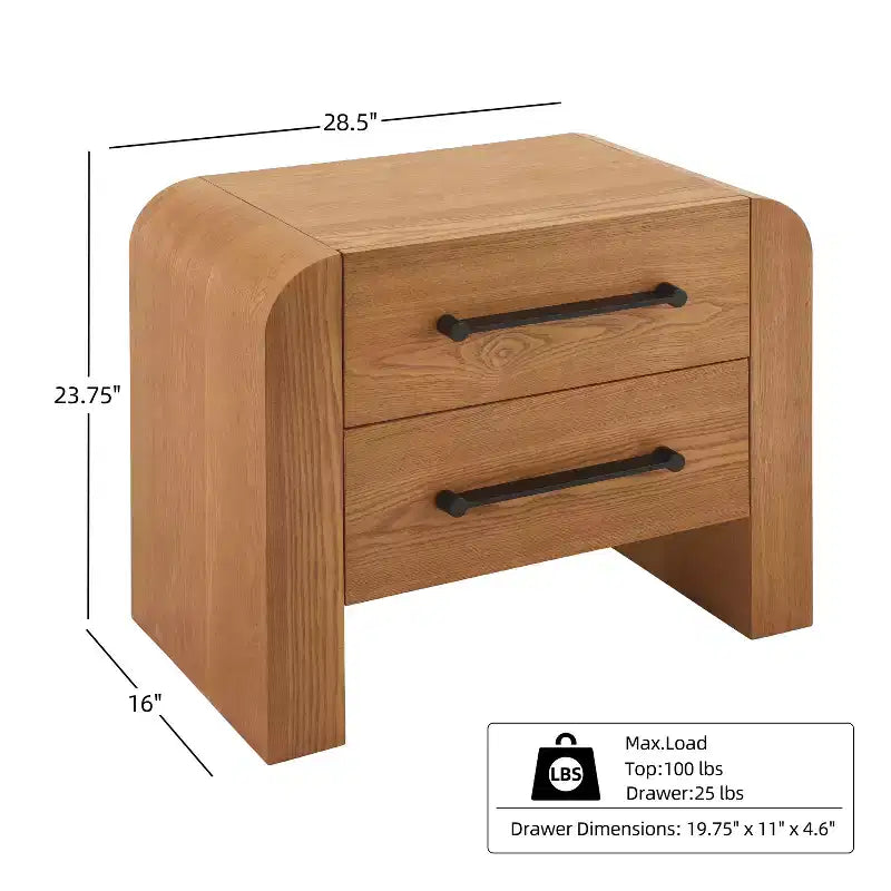 Comodino moderno Arleston da 28,50 pollici con 2 cassetti