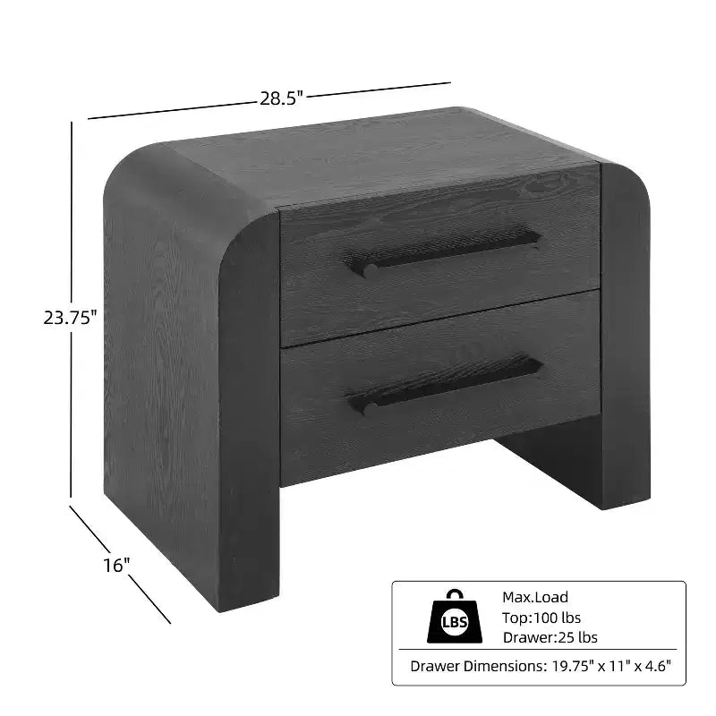 Comodino moderno Arleston da 28,50 pollici con 2 cassetti