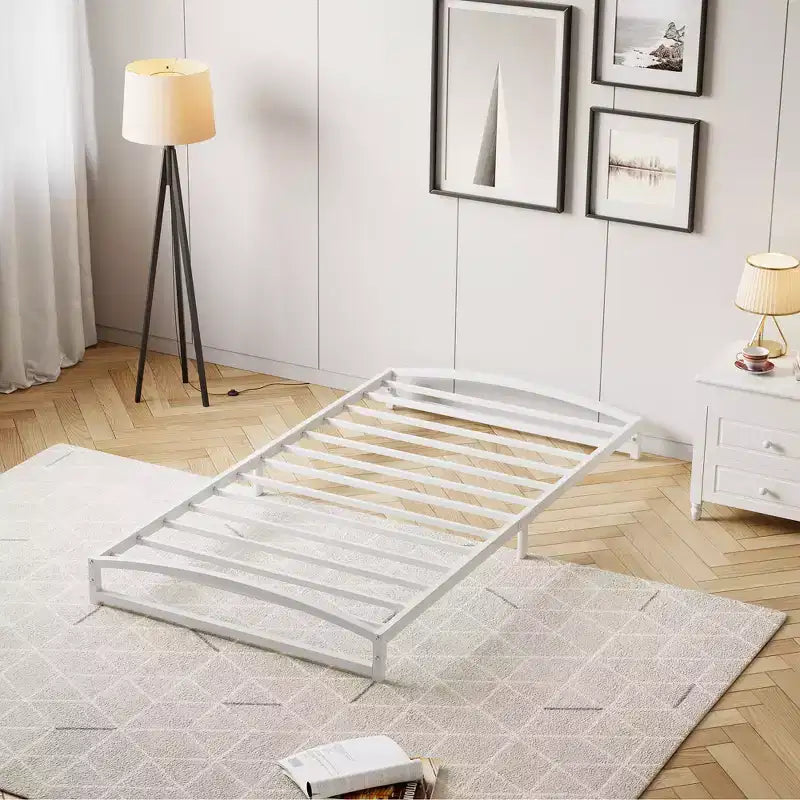 Struttura Letto Singolo, Base Letto Bassa con Piattaforma in Metallo da 15 cm, Facile da Montare, Nessuna Rete a Molle Necessaria, Silenzioso