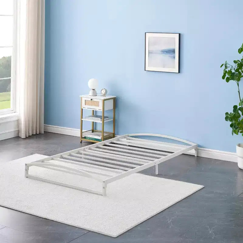 Struttura Letto Singolo, Base Letto Bassa con Piattaforma in Metallo da 15 cm, Facile da Montare, Nessuna Rete a Molle Necessaria, Silenzioso