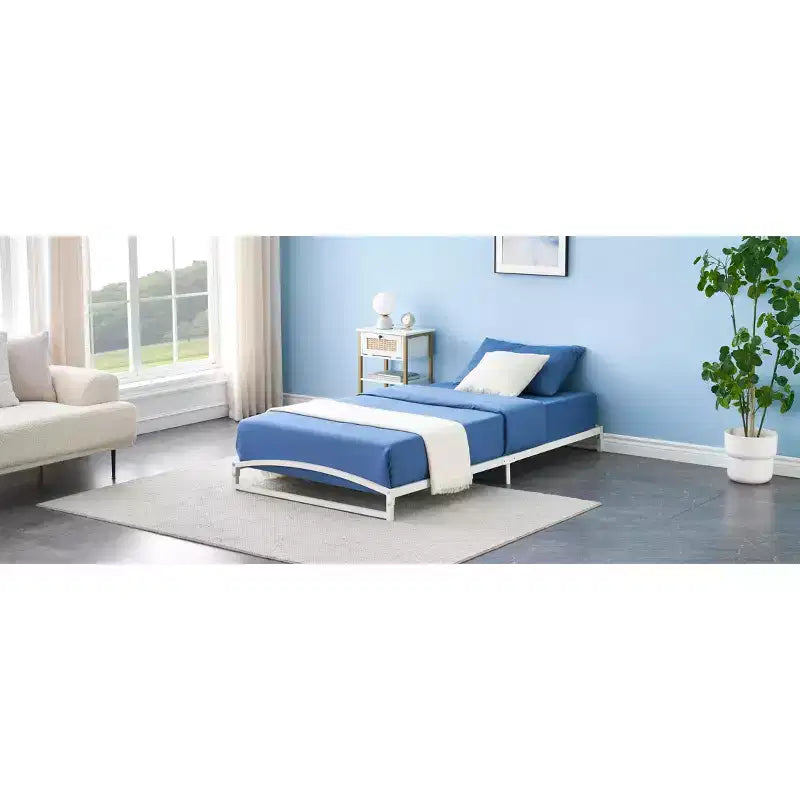 Struttura Letto Singolo, Base Letto Bassa con Piattaforma in Metallo da 15 cm, Facile da Montare, Nessuna Rete a Molle Necessaria, Silenzioso