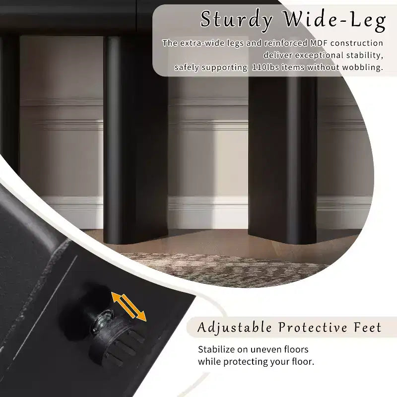 Tavolino da ingresso stretto moderno con cassetto curvo e gamba geometrica, tavolino salvaspazio per corridoio, soggiorno, camera da letto, piccoli appartamenti, atrio