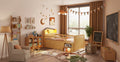 Whisen Low Twin Loft Bed with LED Lights, House Shape Headboard & Storage Drawers, Solid Construction