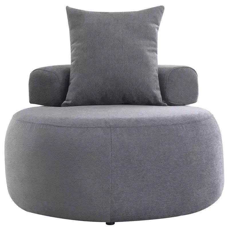 Poltrona a sacco rotonda moderna 32", Divano letto singolo imbottito, Poltrona a sacco in ciniglia con cuscini per soggiorno, camera da letto, appartamento, lettura