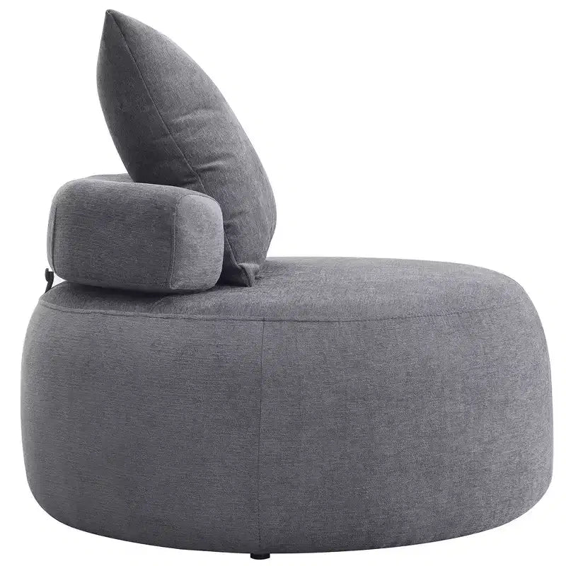 Poltrona a sacco rotonda moderna 32", Divano letto singolo imbottito, Poltrona a sacco in ciniglia con cuscini per soggiorno, camera da letto, appartamento, lettura