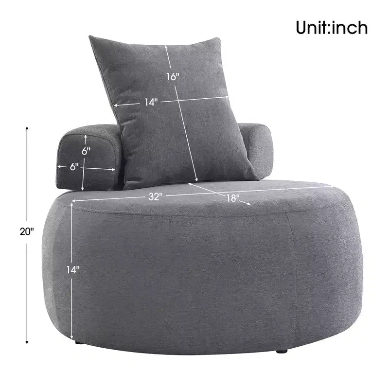 Poltrona a sacco rotonda moderna 32", Divano letto singolo imbottito, Poltrona a sacco in ciniglia con cuscini per soggiorno, camera da letto, appartamento, lettura