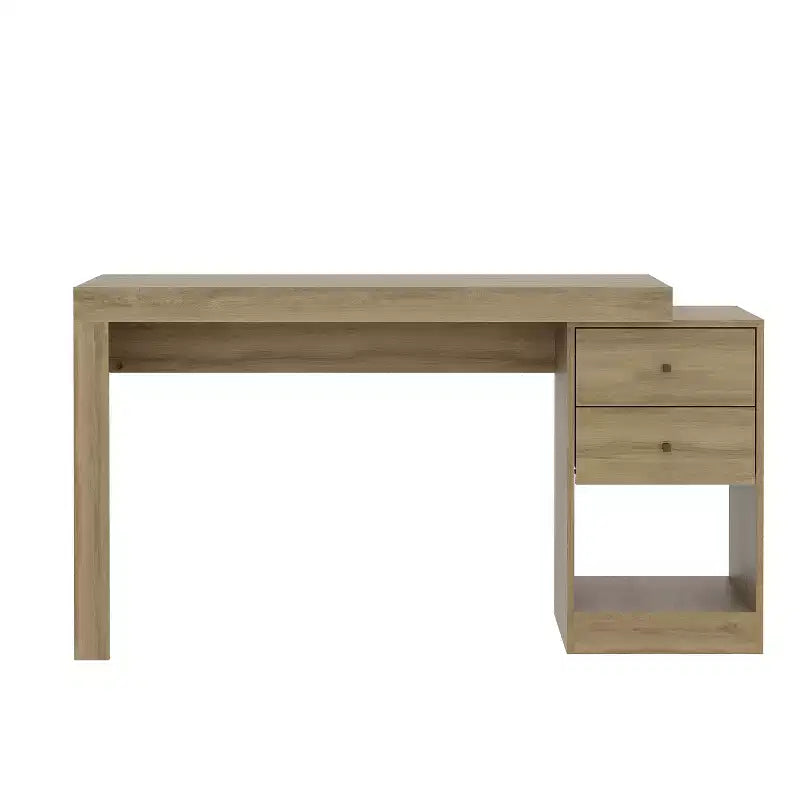 Scrivania moderna Okak 47.5IN espandibile per ufficio/casa, scrivania per computer con 2 cassetti e 1 ripiano, scrivania da scrittura per sala lettura, studio
