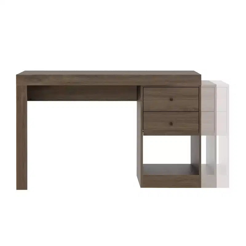 Scrivania moderna Okak 47.5IN espandibile per ufficio/casa, scrivania per computer con 2 cassetti e 1 ripiano, scrivania da scrittura per sala lettura, studio