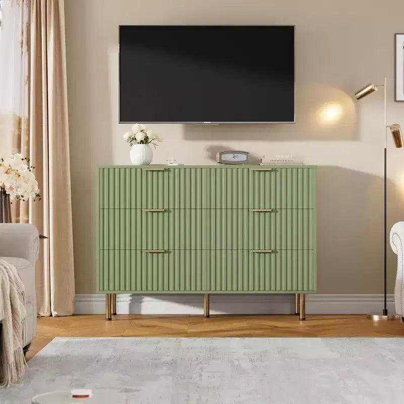 Comò a 6 cassetti, comò moderno da camera in legno con cassetti portaoggetti, mobile TV in stile rustico per soggiorno, camera da letto, corridoio
