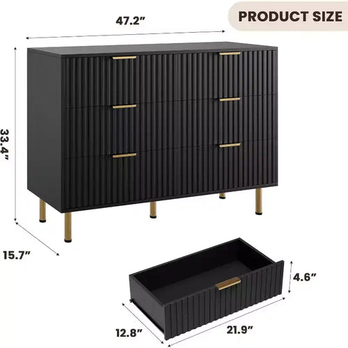 Comò a 6 cassetti, comò moderno da camera in legno con cassetti portaoggetti, mobile TV in stile rustico per soggiorno, camera da letto, corridoio