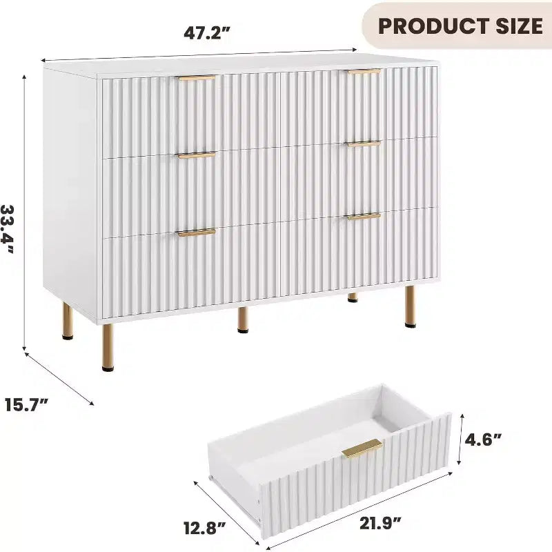 Comò a 6 cassetti, comò moderno da camera in legno con cassetti portaoggetti, mobile TV in stile rustico per soggiorno, camera da letto, corridoio