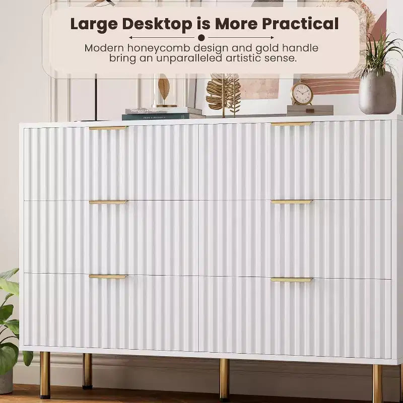Comò a 6 cassetti, comò moderno da camera in legno con cassetti portaoggetti, mobile TV in stile rustico per soggiorno, camera da letto, corridoio