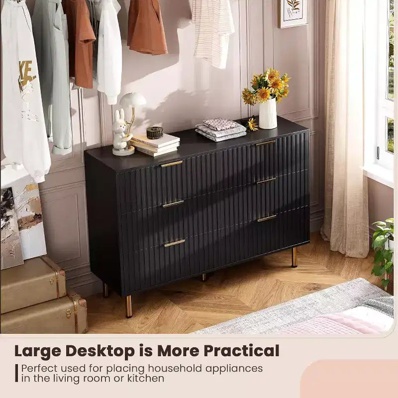 Comò a 6 cassetti, comò moderno da camera in legno con cassetti portaoggetti, mobile TV in stile rustico per soggiorno, camera da letto, corridoio