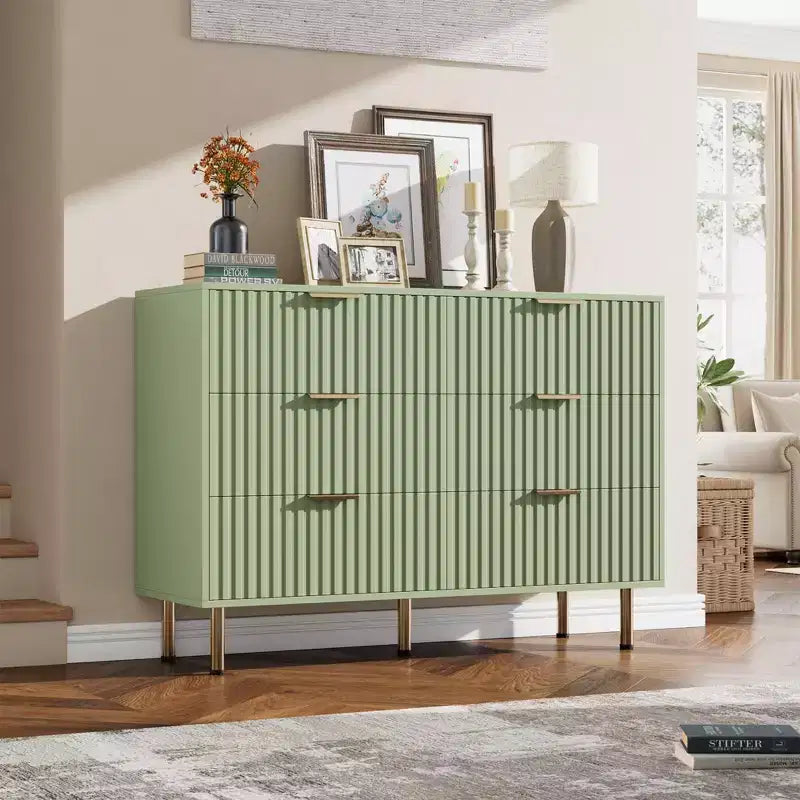Comò a 6 cassetti, comò moderno da camera in legno con cassetti portaoggetti, mobile TV in stile rustico per soggiorno, camera da letto, corridoio