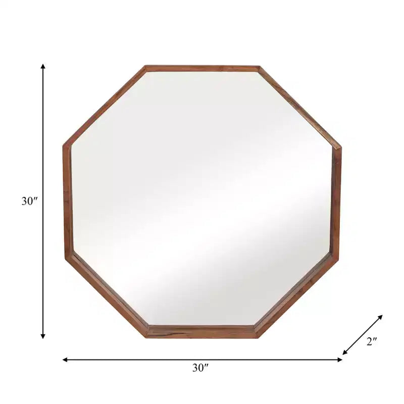 Specchio da parete con cornice in legno moderna - Ottagonale da 30 cm - Decorazione per casa, ufficio, camera da letto o soggiorno