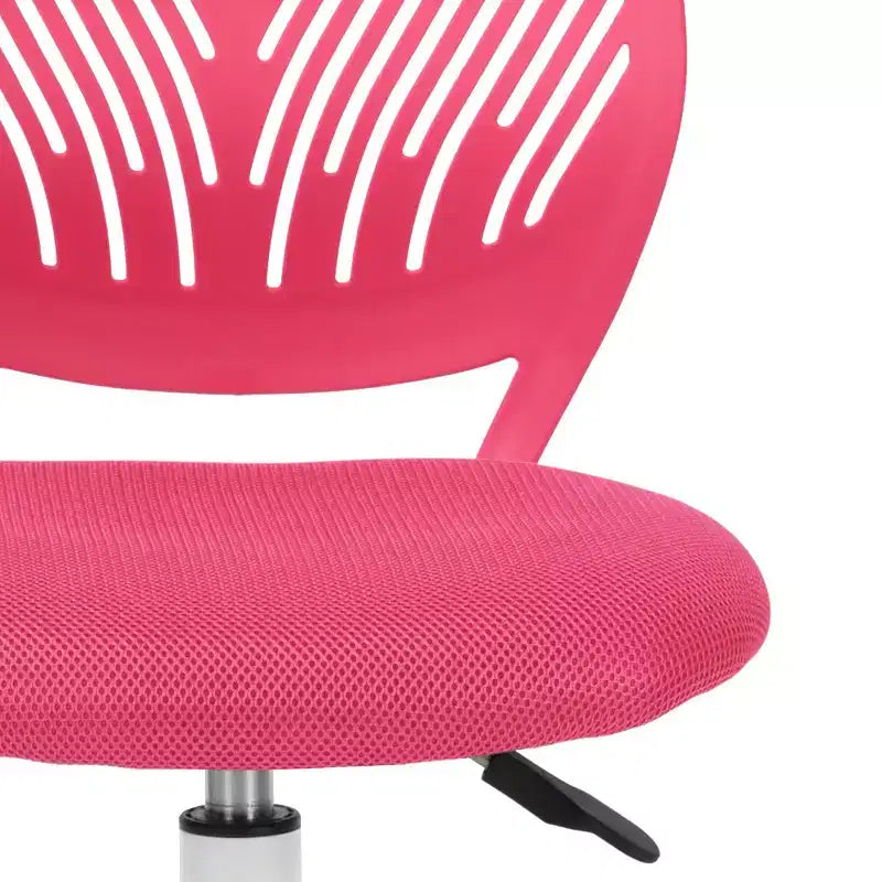 Sedia da scrivania FurnitureR senza braccioli, carina, ergonomica, piccola, girevole, regolabile, leggera, con ruote, rosa acceso