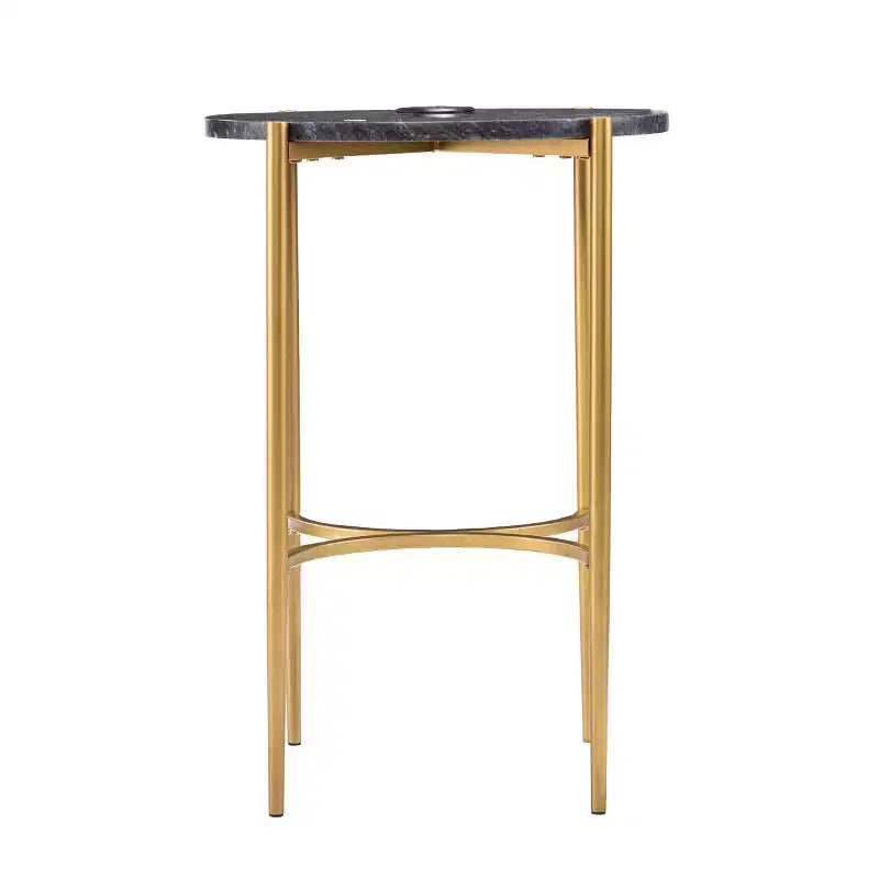 Tavolino Clarvin con Stazione di Ricarica Wireless, Oro/Nero