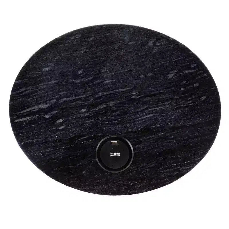 Tavolino Clarvin con Stazione di Ricarica Wireless, Oro/Nero