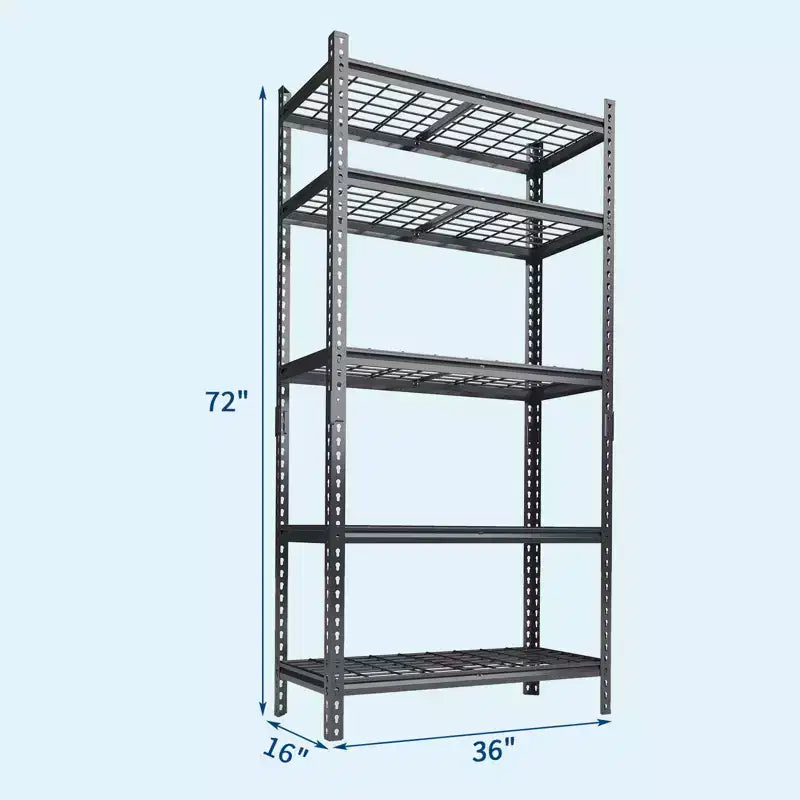 Scaffali per carichi pesanti, Unità scaffalatura in metallo regolabile a 5 ripiani, Montaggio senza bulloni, Grande capacità per garage, cantina, dispensa