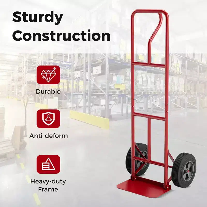 Carrello manuale per impieghi gravosi con capacità di 300 kg con piastra pieghevole, nero/rosso