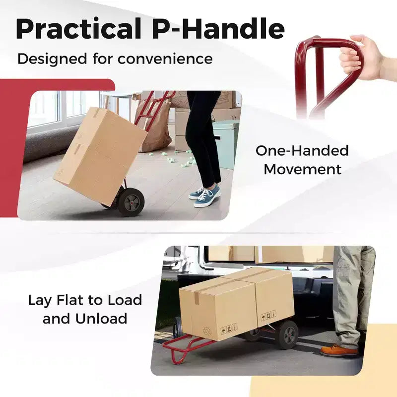 Carrello manuale per impieghi gravosi con capacità di 300 kg con piastra pieghevole, nero/rosso