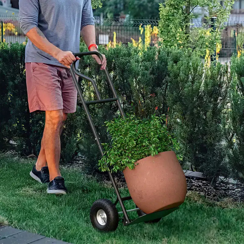 Carrello manuale per impieghi gravosi con capacità di 300 kg con piastra pieghevole, nero/rosso