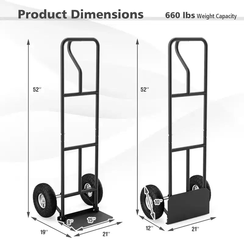 Carrello manuale per impieghi gravosi con capacità di 300 kg con piastra pieghevole, nero/rosso
