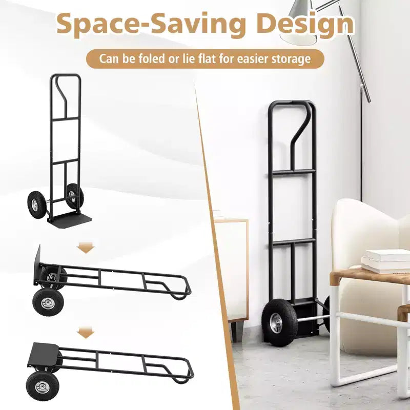 Carrello manuale per impieghi gravosi con capacità di 300 kg con piastra pieghevole, nero/rosso
