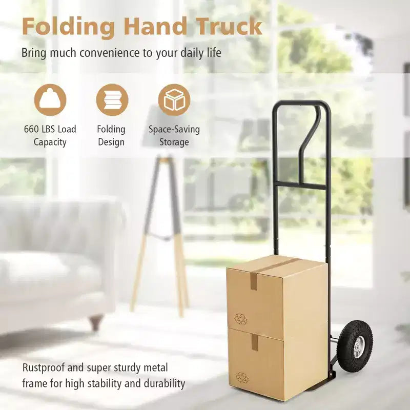 Carrello manuale per impieghi gravosi con capacità di 300 kg con piastra pieghevole, nero/rosso