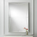 Specchio da parete decorativo rettangolare Relevei per vanità, cornice moderna in legno e metallo argentato, larghezza 26, per bagno, camera da letto, casa
