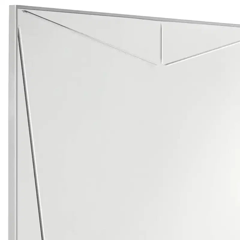 Specchio da parete decorativo rettangolare Relevei per vanità, cornice moderna in legno e metallo argentato, larghezza 26, per bagno, camera da letto, casa