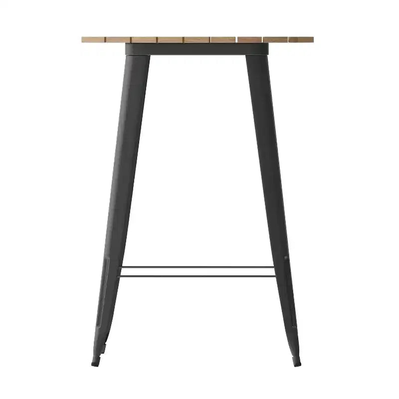Tavolo Bar Alto per Interno/Esterno, Piano Tondo da 30" in Resina Polimerica per Tutte le Stagioni con Base in Acciaio
