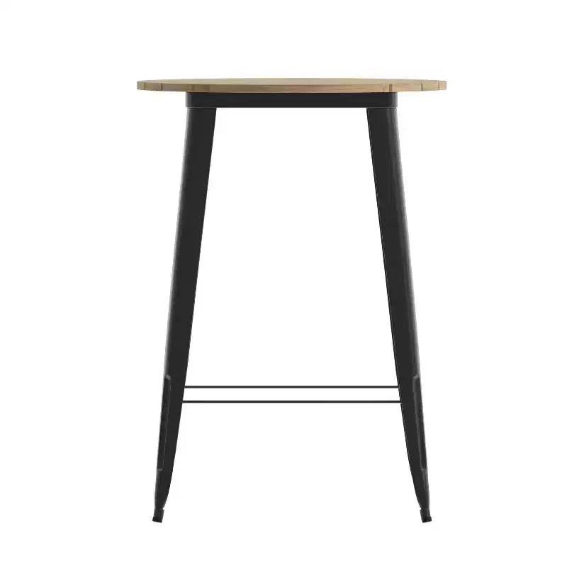 Tavolo Bar Alto per Interno/Esterno, Piano Tondo da 30" in Resina Polimerica per Tutte le Stagioni con Base in Acciaio