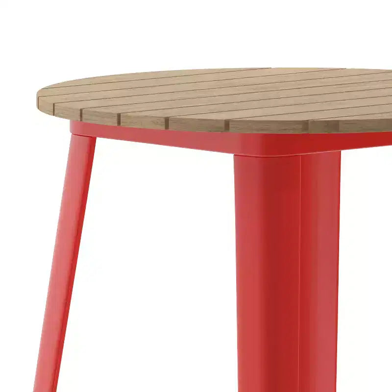 Tavolo Bar Alto per Interno/Esterno, Piano Tondo da 30" in Resina Polimerica per Tutte le Stagioni con Base in Acciaio