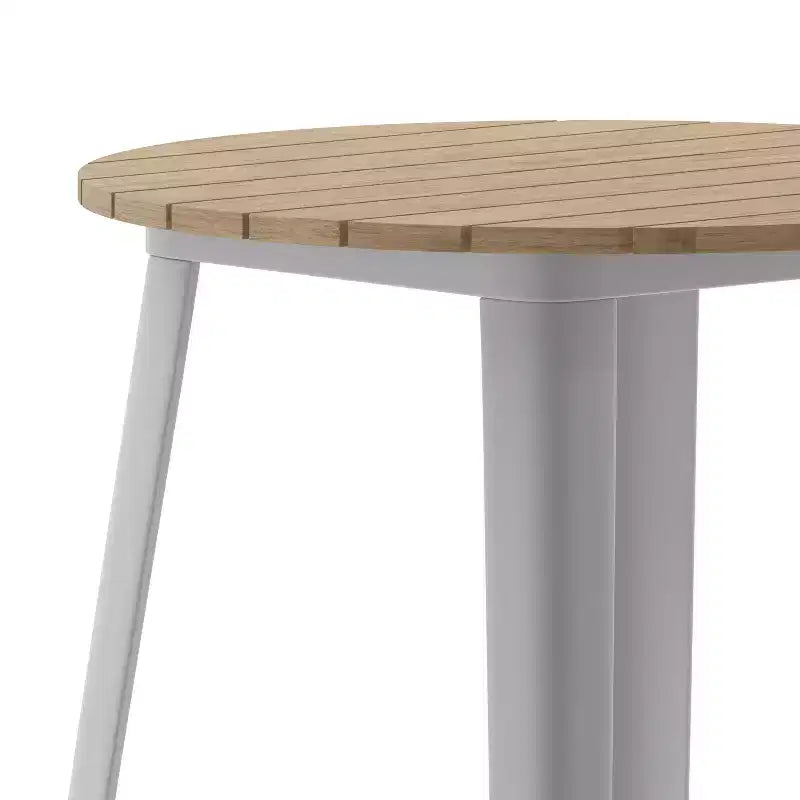 Tavolo Bar Alto per Interno/Esterno, Piano Tondo da 30" in Resina Polimerica per Tutte le Stagioni con Base in Acciaio
