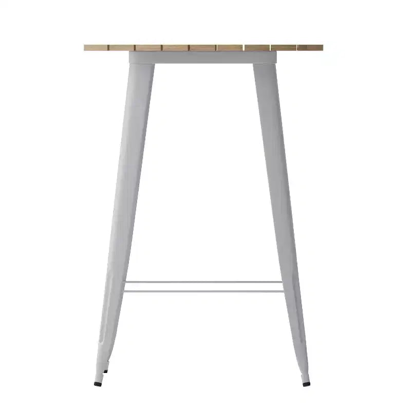 Tavolo Bar Alto per Interno/Esterno, Piano Tondo da 30" in Resina Polimerica per Tutte le Stagioni con Base in Acciaio