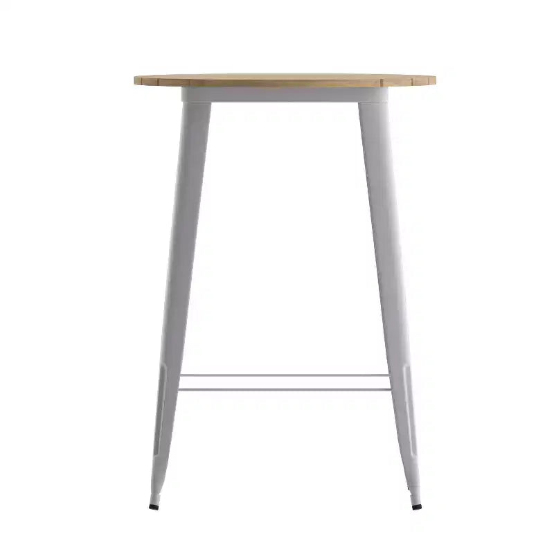 Tavolo Bar Alto per Interno/Esterno, Piano Tondo da 30" in Resina Polimerica per Tutte le Stagioni con Base in Acciaio