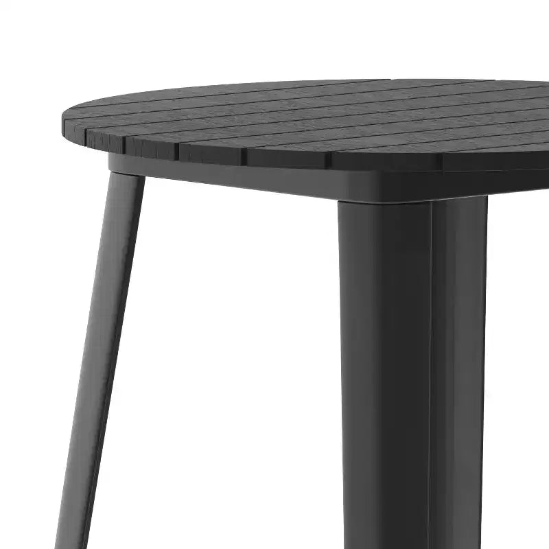 Tavolo Bar Alto per Interno/Esterno, Piano Tondo da 30" in Resina Polimerica per Tutte le Stagioni con Base in Acciaio